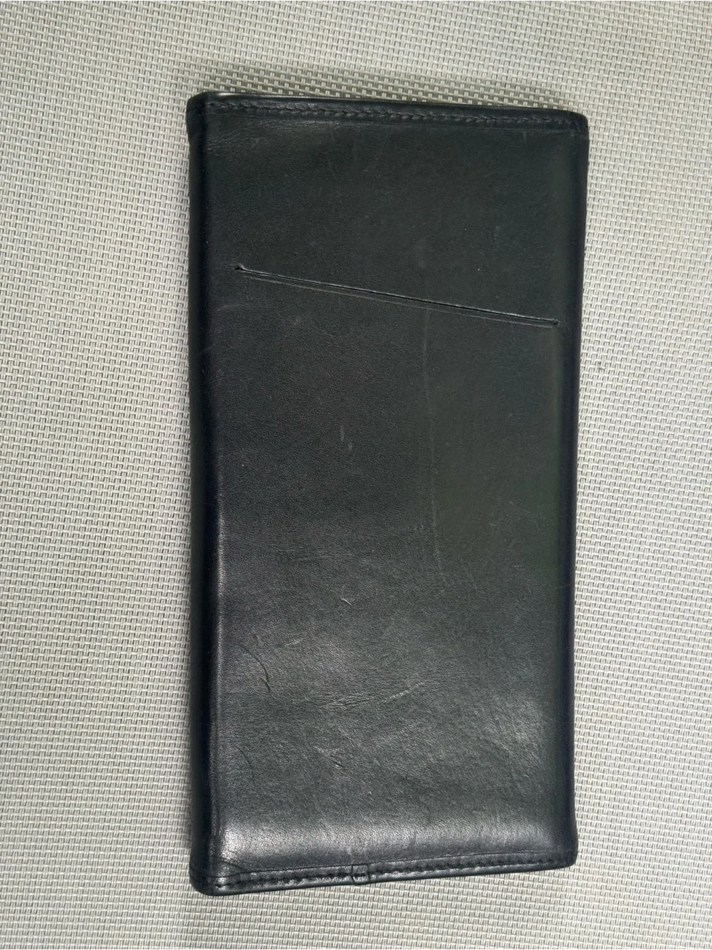 L.L. Bean Black Leather Continental Trifold travel Ticket Wallet 8.5